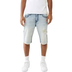 Elastane/Lycra/Spandex Shorts True Religion Men's Ricky Super T Distressed Denim Short - Shore Light Wash With Rips