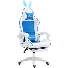 Gaming Chairs Vinsetto Racing Style Gaming Chair with Footrest Removable Rabbit Ears, Blue