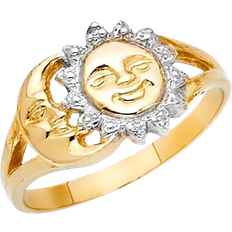 Trust Jewelry Sun & Moon Pattern Ring - Gold/Silver