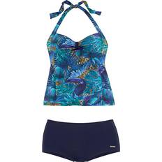 Lascana Tropical Print Tankini Set - Blue/Print