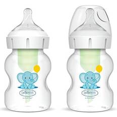Dr. Brown's Baby Care Dr. Brown's Dr. Brown's Natural Flow Anti-Colic Options Wide-Neck Baby Bottle, 5oz/150ml, with Level 1 Teats, 2-Pack, Elephant
