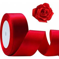 Wedding Gift Wrap Ribbons Shein Red Ribbon inch Yards Craft Ribbon Single Face Polyester Silk Hair Ribbon Fabric Ribbon For Bouquets Ribbon For Gift Wrapping Wedding B