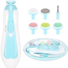 Qunlions Life Baby Electric Nail File, 8 in 1 Safe Baby Nail Trimmer, Baby Nail Clippers with 6 Grinding Heads and Light, Baby Nail Care Kit for All Ages Blue1