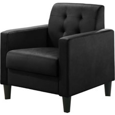 Ebern Designs Black Armchairs Ebern Designs Blue Velvet Armchair