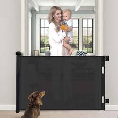 Child Safety Shein Retractable Baby Gate Upgraded OneWay Lock Mesh Dog Gate Tall Extends Up To Extra Wide Pet Gate And Safety Child Gate For Stairs Doorways Hallways B