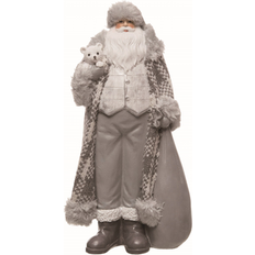 Resin Decorations Transpac Resin Gray Christmas Plaid Coat Santa Decoration