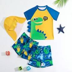 Gula Badbyxor Barnkläder Shein YR0031 Boys Kids Swimwear Short Sleeve Shorts Swim Set