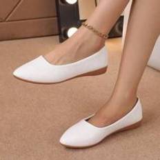 Polyuretan Loafers Shein Women's Elegant And Fashionable Office Loafers, Comfortable Spring/Summer New French White Flat Shoes