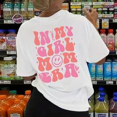Feathers T-shirts Shein English Printed TShirt IN MY GIRL MOM ERA