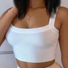 S Tank Tops Shein Casual Simple Thick Strap Tight Crop Top Tank Suitable For Summer