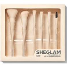 Beige Sminkborstar Shein Pro Core Brush Kit 6 Pcs/Set Professional Makeup Brushes Soft Brush Set With Face Brush, Eye Brush, Eyebrow Brush, Blush Brush, Highlighter Brush Port