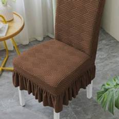 Polyester Loose Chair Covers Shein pc Solid Ruffle Trim Stretchy Simple Loose Chair Cover