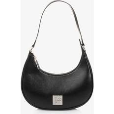 MSGM Girls Black Faux Leather Curved Bag 25Cm