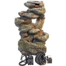 Primrose Rock Effect Cascading Water Feature Waterfall with Lights 55cm Stone