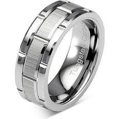 Engagement Rings - Unisex 100S Jewelry Brick Pattern Ring - Silver