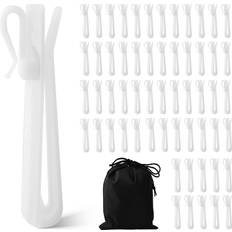 White Mounts & Hooks for Curtains 58pcs plastic curtain hooks, adjustable pinch