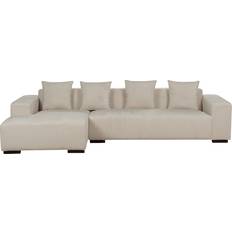 Sofá de Esquina Sofás Beliani Lungo Modern Jumbo Cord Beige Sofa 285cm 4 Seater