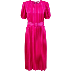 Pleats Clothing Yumi Matching Belt Midi Dress - Pink