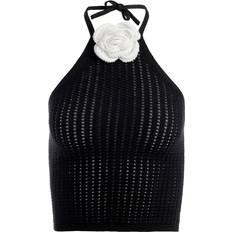 Alice + Olivia Bessie Halter Top - Black/Soft White