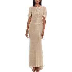 Celine Boat Neck Crinkle Gown - Gold/Silver