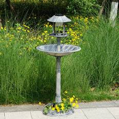 Gr8 Garden Pedestal Bird Bath Feeder Planter With Solar Light