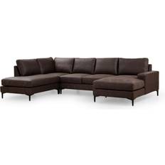 Asir Group INC Brown Sectional Corner 35.4331 H x 123.622 W x 35.4331 D in Polyester Sofa 3 Seater