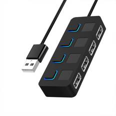 HiMiss USB 2.0 Hub Multi USB Splitter 4 Ports Expander Multiple USB 2.0 Hub Use Power Adapter USB2.0 Hub with Switch