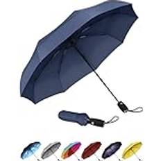 Repel Umbrella Vindtätt reseparaply kompakt, lätt, automatiskt, starkt och bärbart vindtåligt, litet hopfällbart ryggsäcksparaply för regn dam och herr, marinblå en storlek
