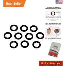 Plumbing 10-pack high temp viton fkm o-rings for 1/4" quick coupler chemical resistant Black