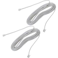 2X 9M 30ft RJ11 6P2C Modular Telephone Phone Cables Wire White