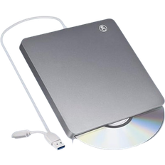 Usb cd drive A-KSXJ External DVD/CD Drive Upgraded Slot USB3.0 Type-C Compatible with Mac/Windows/Linux DVD/CD Burner (Sliver)