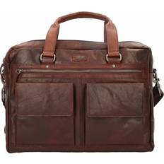 Spikes & Sparrow Computertasker Spikes & Sparrow Bronco Leather Briefcase Laptop Compartment Dark Brown
