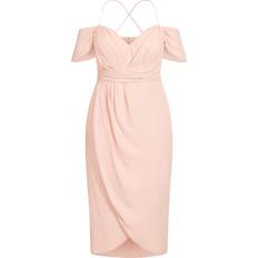 City Chic Entwine Tulip Drape Maxi Dress Plus Size - Ballet Pink