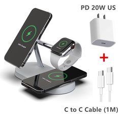 Maxpower White With US Plug 3 in 1 Macsafe Wireless Charger For iPhone 12 13 14 pro QI fast Charging