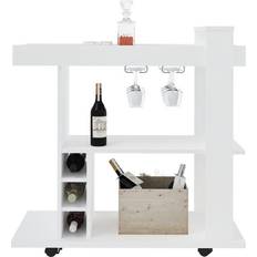 Trolley Tables SECONIQUE Naples Breakfast Bar Drinks White Trolley Table 40x91cm