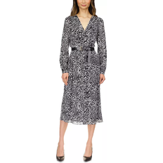 Michael Kors Animal Print Kate Belted Dress - White/Black