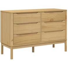 Brown Chest of Drawers vidaXL Floro Wax Brown Chest of Drawer 111x73.5cm