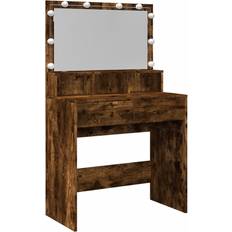 Wood Dressing Tables vidaXL LED Smoked Oak Dressing Table 41x80cm