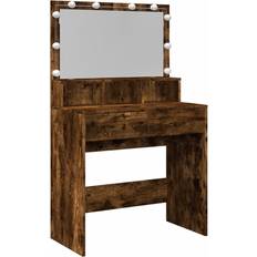vidaXL LED Smoked Oak Sminkbord 41x80cm