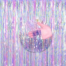 Shein 1 Pc 3ft X 8ft Shiny Colorful Metallic Tinsel Foil Fringe Curtains Photo Booth Props