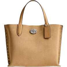 Coach Willow Tote Bag 24 With Rivets - Silver/Peanut