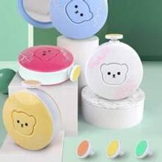 Shein 1set Cute Bear Shaped Electric Baby Nail Trimmer/Nail Clippers With Light And 3 Interchangeable Grinding Heads, Safe Baby Nail File, Suitable For Newb