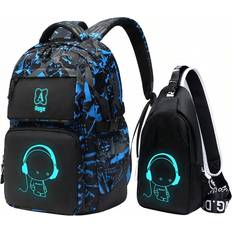 Shein Asge Boys Backpack For Kids Camo Bookbag For Middle School Bags Travel Back Pack Blue