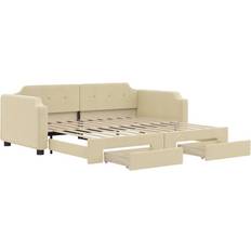 Beige Strutture letto vidaXL Divano Letto Estraibile Con Cassetti Crema 80 x 200 cm