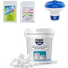 Disinfection on sale CUQOO 1kg Multifunction 4 in 1 Chlorine Tablets Floating Dispenser Test Strips Chlorine Tablets for Hot Tub & Pools Slow Releasing Water Cleaning