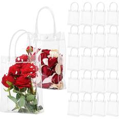 Wedding Wrapping Paper & Gift Wrapping Supplies Shein Clear Gift Bags with Handle Clear Party Favor Bags Clear Gift Bags for Favors Reusable Plastic PVC Tote Bag for Christmas Wedding Flowers Birthday Val