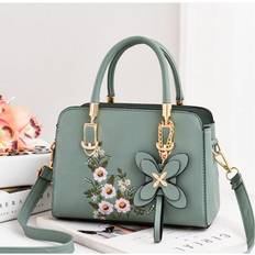 Florals Handbags Shein Womens Elegant Floral Vegan Leather HandbagZipper ClosurewithDouble Handles