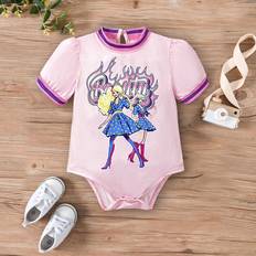 Ruffles Bodysuits Shein Baby Girls Letter Cute Girl Printed Bodysuit