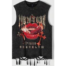 S Tank Tops Shein Mens Fun Sketch Portrait Printed Washed Distressed Tank Top For Summer