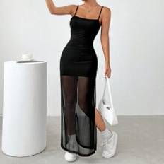 Shein Women's Fashionable Spaghetti Strap Mesh Split Dress
